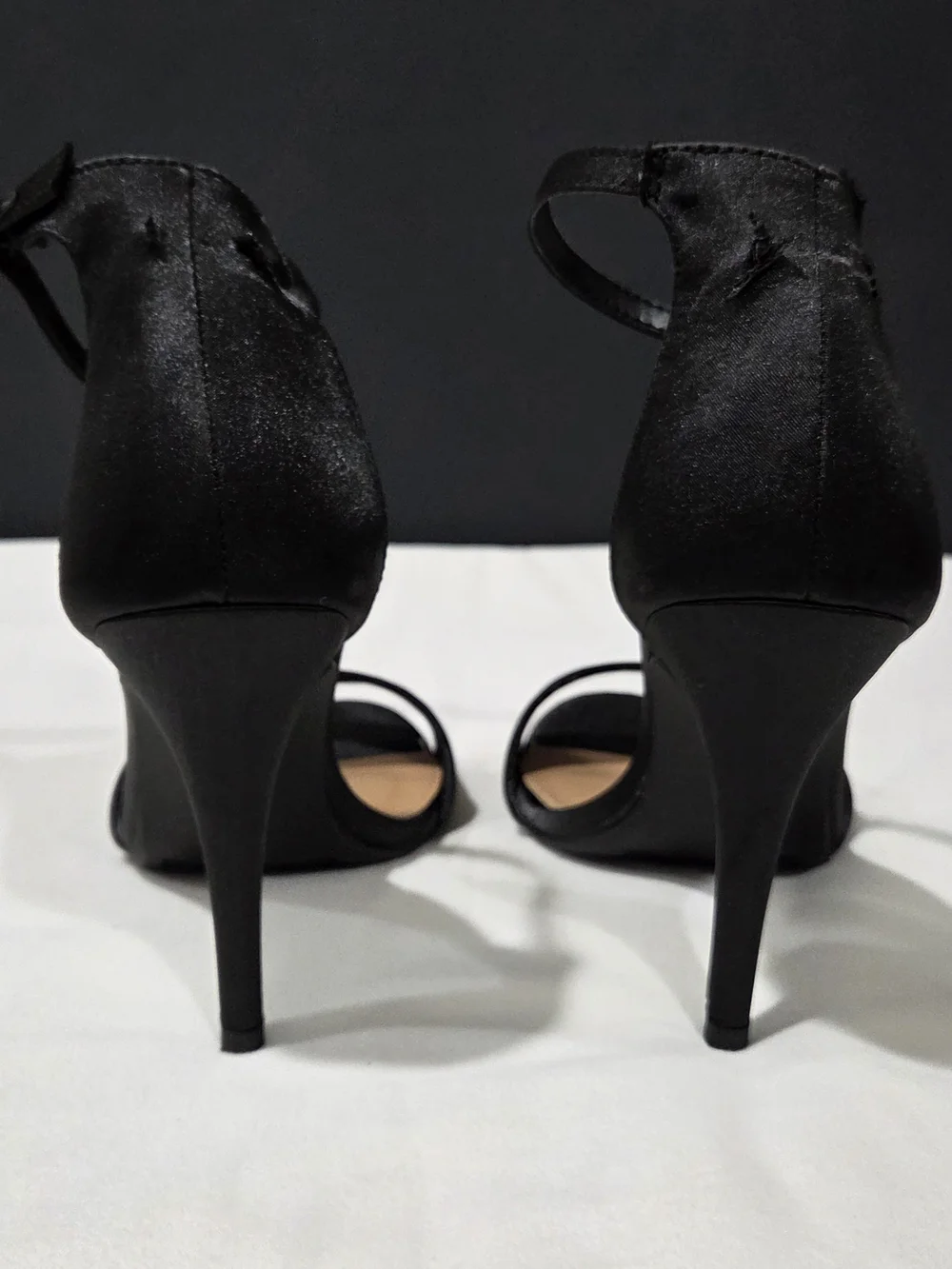 Apt. 9 Black Satin Ankle-Strap Stiletto Sandals